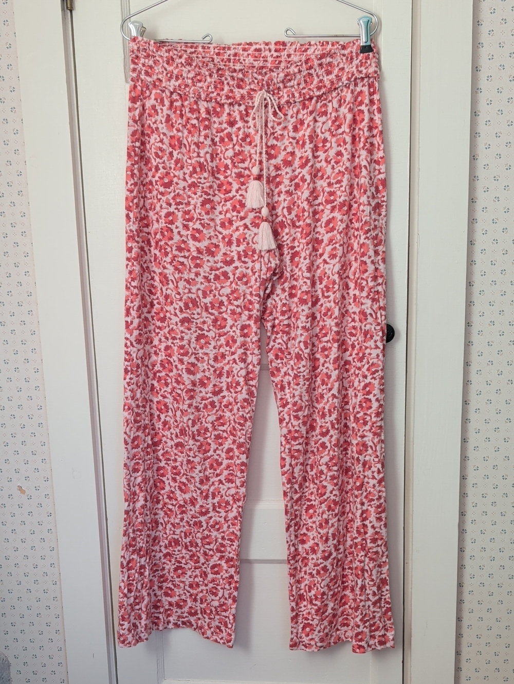 Anthropologie Floret Pink Tie-Dye Smocked Waist Lounge Pants, Pajama bottoms